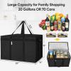 BALEINE 2Pk Insulated Reusable Grocery Bags, Collapsible Cooler Bag for Groceries, Heavy Duty Large Insulated Bag (24”x14”x15”, Midnight Blue)(Charcoal Black)