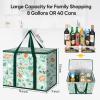 BALEINE 2Pk Insulated Reusable Grocery Bags, Collapsible Cooler Bag for Groceries, Heavy Duty Large Insulated Bag (24”x14”x15”, Midnight Blue)(Spring Stroll)