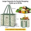BALEINE 3Pk Reusable Grocery Bags, Foldable Shopping Bags for Groceries with Reinforced Bottom & Handles (Black)(Antique Foliage)