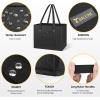 BALEINE 3Pk Reusable Grocery Bags, Foldable Shopping Bags for Groceries with Reinforced Bottom & Handles (Black)(Black)