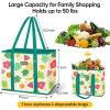 BALEINE 3Pk Reusable Grocery Bags, Foldable Shopping Bags for Groceries with Reinforced Bottom & Handles (Black)(Hawaiian Brunch)