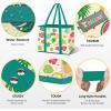 BALEINE 3Pk Reusable Grocery Bags, Foldable Shopping Bags for Groceries with Reinforced Bottom & Handles (Black)(Hawaiian Brunch)