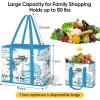 BALEINE 3Pk Reusable Grocery Bags, Foldable Shopping Bags for Groceries with Reinforced Bottom & Handles (Black)(Island Breeze)