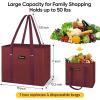 BALEINE 3Pk Reusable Grocery Bags, Foldable Shopping Bags for Groceries with Reinforced Bottom & Handles (Black)(Red)