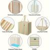 BALEINE 4 PK Grocery Bags Reusable Shopping Bags with Reinforced Bottom, Heavy Duty Foldable Tote Bags (Grey)(Color Strip)