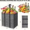 BALEINE 4 PK Grocery Bags Reusable Shopping Bags with Reinforced Bottom, Heavy Duty Foldable Tote Bags (Grey)(Grey)