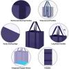 BALEINE 4 PK Grocery Bags Reusable Shopping Bags with Reinforced Bottom, Heavy Duty Foldable Tote Bags (Grey)(Navy Blue)