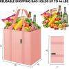 BALEINE 4 PK Grocery Bags Reusable Shopping Bags with Reinforced Bottom, Heavy Duty Foldable Tote Bags (Grey)(Pink)