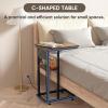 BALEINE End Table with Charging Station and 2 USB Ports, C Table Storage Shelves, Couch Side Table for Living Room, Bedroom (Rustic Brown)(Rustic Brown)