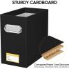 BALEINE File Organizer Box, Cardboard File Folder Organizer with Handle for Letter Size, Portable Collapsible Hanging Filing Box for Home Office Document Storage (2 Pack, Black)(Black)