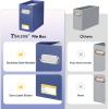 BALEINE File Organizer Box, Cardboard File Folder Organizer with Handle for Letter Size, Portable Collapsible Hanging Filing Box for Home Office Document Storage (2 Pack, Black)(Navy)