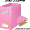 BALEINE File Organizer Box, Cardboard File Folder Organizer with Handle for Letter Size, Portable Collapsible Hanging Filing Box for Home Office Document Storage (2 Pack, Black)(Pink)