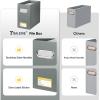 BALEINE File Organizer Box, Cardboard File Folder Organizer with Handle for Letter Size, Portable Collapsible Hanging Filing Box for Home Office Document Storage (2 Pack, Black)(Grey)