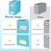 BALEINE File Organizer Box, Cardboard File Folder Organizer with Handle for Letter Size, Portable Collapsible Hanging Filing Box for Home Office Document Storage (2 Pack, Black)(Blue)