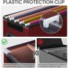 BALEINE File Organizer Box with Lid, Collapsible File Folder Organizer with Plastic Slide, Hanging File Folder Box for Office Document Storage (1 Pack, Beige)(Red)