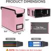 BALEINE File Organizer Box with Lid, Collapsible File Folder Organizer with Plastic Slide, Hanging File Folder Box for Office Document Storage (1 Pack, Beige)(Pink)