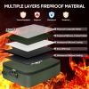 BALEINE Fireproof Document Box with Lock, Portable Fireproof Document Bag Waterproof Fire Proof File Boxes for Documents, File Organizer Box for Important Paperwork (Black, 15”x11”x4”)(Green)
