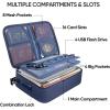 BALEINE Fireproof Document Box with Lock, Portable Fireproof Document Bag Waterproof Fire Proof File Boxes for Documents, File Organizer Box for Important Paperwork (Black, 15”x11”x4”)(Blue)