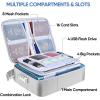 BALEINE Fireproof Document Box with Lock, Portable Fireproof Document Bag Waterproof Fire Proof File Boxes for Documents, File Organizer Box for Important Paperwork (Black, 15”x11”x4”)(Silver)