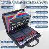 BALEINE Fireproof Document Organizer with Handle, 12 Pockets PVC Accordion File Organizer with Labels, Waterproof Fireproof Document Bag for A4/Letter Files in Travel, Office, Home (Pink)(Black)