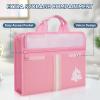 BALEINE Fireproof Document Organizer with Handle, 12 Pockets PVC Accordion File Organizer with Labels, Waterproof Fireproof Document Bag for A4/Letter Files in Travel, Office, Home (Pink)(Pink)