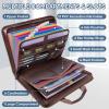 BALEINE Fireproof Document Organizer with Handle, 12 Pockets PVC Accordion File Organizer with Labels, Waterproof Fireproof Document Bag for A4/Letter Files in Travel, Office, Home (Pink)(Brown)