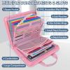 BALEINE Fireproof Document Organizer with Handle, 12 Pockets PVC Accordion File Organizer with Labels, Waterproof Fireproof Document Bag for A4/Letter Files in Travel, Office, Home (Pink)(Pink)
