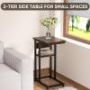 BALEINE Side Table with Charging Station, C-Shape End Table with Dual USB-C Ports and Outlets, Couch Table, Bedside Table for Small Spaces, Living Room, Bedroom (Marble White)(Rustic Brown)