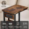 BALEINE Side Table with Charging Station, C-Shape End Table with Dual USB-C Ports and Outlets, Couch Table, Bedside Table for Small Spaces, Living Room, Bedroom (Marble White)(Marble White)