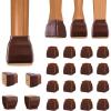 BALEINE 16 Pack Silicone Chair Leg Floor Protectors, Stool Leg Protectors Cap, Non-Slip Chair Leg Caps for Hardwood Floors (Clear & Small (Square), 16 Pack)(Brown & Small (Square))