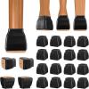 BALEINE 16 Pack Silicone Chair Leg Floor Protectors, Stool Leg Protectors Cap, Non-Slip Chair Leg Caps for Hardwood Floors (Clear & Small (Square), 16 Pack)(Black & Large (Square))