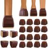 BALEINE 16 Pack Silicone Chair Leg Floor Protectors, Stool Leg Protectors Cap, Non-Slip Chair Leg Caps for Hardwood Floors (Clear & Small (Square), 16 Pack)(Brown & Large (Square))
