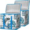 BALEINE 2Pk Insulated Reusable Grocery Bags, Collapsible Cooler Bag for Groceries, Heavy Duty Large Insulated Bag (16”x9”x13”, Spring Stroll)(Island Breeze)