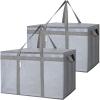 BALEINE 2Pk Insulated Reusable Grocery Bags, Collapsible Cooler Bag for Groceries, Heavy Duty Large Insulated Bag (16”x9”x13”, Spring Stroll)(Urban Gray)