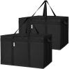 BALEINE 2Pk Insulated Reusable Grocery Bags, Collapsible Cooler Bag for Groceries, Heavy Duty Large Insulated Bag (24”x14”x15”, Midnight Blue)(Charcoal Black)