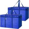 BALEINE 2Pk Insulated Reusable Grocery Bags, Collapsible Cooler Bag for Groceries, Heavy Duty Large Insulated Bag (24”x14”x15”, Midnight Blue)(Midnight Blue)