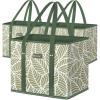 BALEINE 3Pk Reusable Grocery Bags, Foldable Shopping Bags for Groceries with Reinforced Bottom & Handles (Black)(Antique Foliage)
