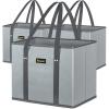 BALEINE 3Pk Reusable Grocery Bags, Foldable Shopping Bags for Groceries with Reinforced Bottom & Handles (Black)(Gray)