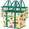 BALEINE 3Pk Reusable Grocery Bags, Foldable Shopping Bags for Groceries with Reinforced Bottom & Handles (Black)(Hawaiian Brunch)