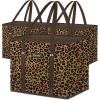BALEINE 3Pk Reusable Grocery Bags, Foldable Shopping Bags for Groceries with Reinforced Bottom & Handles (Black)(Leopard)
