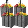 BALEINE 4 PK Grocery Bags Reusable Shopping Bags with Reinforced Bottom, Heavy Duty Foldable Tote Bags (Grey)(Grey)