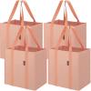 BALEINE 4 PK Grocery Bags Reusable Shopping Bags with Reinforced Bottom, Heavy Duty Foldable Tote Bags (Grey)(Pink)