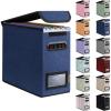 BALEINE File Organizer Box with Lid, Collapsible File Folder Organizer with Plastic Slide, Hanging File Folder Box for Office Document Storage (1 Pack, Beige)(Blue)