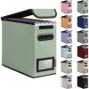 BALEINE File Organizer Box with Lid, Collapsible File Folder Organizer with Plastic Slide, Hanging File Folder Box for Office Document Storage (1 Pack, Beige)(Green)