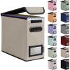 BALEINE File Organizer Box with Lid, Collapsible File Folder Organizer with Plastic Slide, Hanging File Folder Box for Office Document Storage (1 Pack, Beige)(Beige)