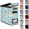 BALEINE File Organizer Box with Lid, Collapsible File Folder Organizer with Plastic Slide, Hanging File Folder Box for Office Document Storage (1 Pack, Beige)(Spring Stroll)