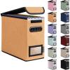 BALEINE File Organizer Box with Lid, Collapsible File Folder Organizer with Plastic Slide, Hanging File Folder Box for Office Document Storage (1 Pack, Beige)(Orange)