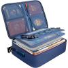 BALEINE Fireproof Document Box with Lock, Portable Fireproof Document Bag Waterproof Fire Proof File Boxes for Documents, File Organizer Box for Important Paperwork (Black, 15”x11”x4”)(Blue)