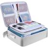 BALEINE Fireproof Document Box with Lock, Portable Fireproof Document Bag Waterproof Fire Proof File Boxes for Documents, File Organizer Box for Important Paperwork (Black, 15”x11”x4”)(Silver)