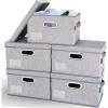 BALEINE Storage Bins with Lids, Foldable Linen Fabric Storage Boxes with Lids, Collapsible Closet Organizer Containers with Cover for Home Bedroom Office (5pack Gray Extra Large)